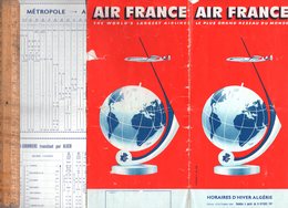 Horaires AIR FRANCE Algérie 1957  AIRWAYS Compagnie Aérienne Airline Airlines - Europa