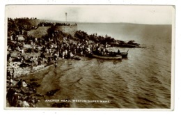 Ref 1349 - 1933 Real Photo Postcard - Boats At Anchor Head - Weston-Super-Mare Somerset - Weston-Super-Mare