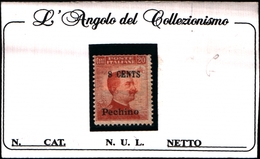 93524) ITALIA- 8 C. Su 20 C. Emissioni Ordinarie Sopras. Pechino E In Moneta Cinese (centesimi O Dollari) - 1918-MLH* - Pechino