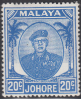 Malaya  Johore 1949-55 MH Sc 142 20c Sultan Ibrahim, Blue - Johore