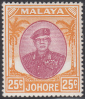Malaya  Johore 1949-55 MH Sc 143 25c Sultan Ibrahim Variety - Johore
