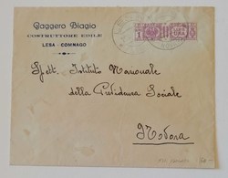 Busta Di Lettera Lesa-Novara - 11/10/1944 Affrancata Con Lire 1 Pacchi Usato Come Francobollo - Postpaketten