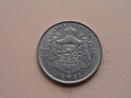 1932 > 20 Francs > Quatre Belgas - Morin 378 ZF ( UNCLEANED COIN - For Grade, Please See Photo ) ! - 20 Frank & 4 Belgas