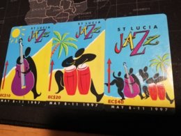 SAINT LUCIA  $10, $20 ,$40   ST LUCIA JAZZ FESTIVAL 1997  COMPLETE SET 3 Cards New  Logo C&W ** 513 ** - Sainte Lucie