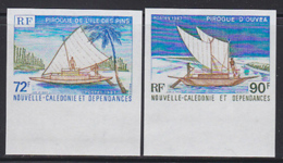 NEW CALEDONIA (1987) Native Pirogues. Set Of 2 Imperforates.  Scott Nos 557-8, Yvert Nos 535-6. - Imperforates, Proofs & Errors