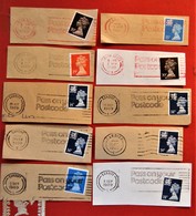 Great Britain England Angleterre  - 28 "machin" Stamps On Paper Fragments  With Cancellation - Machin-Ausgaben