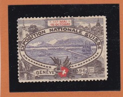 VIGNETTE     "  EXPOSITION NATIONALE SUISSE à GENEVE  - 1 MAI / 15 OCT 1896 "  Neuf Sans Gomme - REF 9633 - Otros & Sin Clasificación