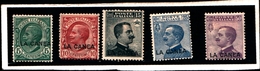 93544) ITALIA-Emissioni Ordinarie Soprastampate La Canea - Dicembre 1907- 5 VALORI  -MLH* - La Canea