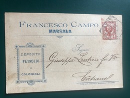 MARSALA (TRAPANI) FRANCESCO CAMPO DEPOSITO PETROLIO E COLONIALI 1903 - Marsala