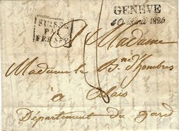 1826- Lettre De GENEVE / 10 Avril 1826 Pour Alais ( France )  Entrée SUISSE /PAR/ FERNEY -taxe 8 D. - Entry Postmarks