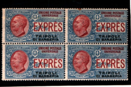 93570) ITALIA-QUARTINA DEL30 C.Espressi Soprastampati Tripoli Di Barberia  - Dicembre 1909-MNH** - Non Classificati