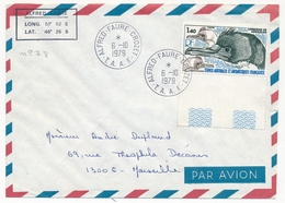 TAAF - Env. Aff 1,40 Cormoran De Kerquelen - Obl Alfred Faure Crozet 6/10/1979 - Brieven En Documenten