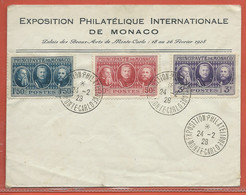 MONACO LETTRE EXPOSITION PHILATELIQUE DE 1928 - Brieven En Documenten