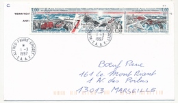 TAAF - Env. Aff Tryptique 1F X3 50eme Anniversaire Des Expéditions Polaires- Obl Alfred Faure Crozet 1/3/1997 - Storia Postale