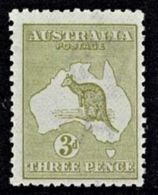 Australia 1923 Kangaroo 3d Olive 3rd Watermark Die IIB MNH - Nuovi