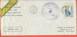 COMORES LETTRE FDC MEDAILLE MILITAIRE DE 1952 DE DZAOUDZI - Cartas & Documentos