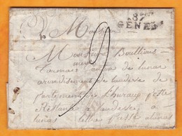 1813 - Marque Postale 87 GENES Sur Lettre Pliée Avec Corresp En Français De 3 P Et Illustration Vers Lunas, Hérault - 1792-1815 : Departamentos Conquistados