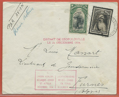 CONGO BELGE LETTRE PAR AVION DE 1934 DE LEOPOLDVILLE POUR FURNES BELGIQUE - Storia Postale