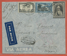 CONGO BELGE LETTRE PAR AVION DE 1935 DE LEOPOLDVILLE POUR FURNES BELGIQUE - Covers & Documents