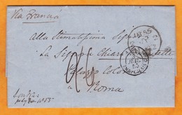 1853 - QV - Lettre Pliée Avec Corresp Amicale De 3 Pages En Italien De Londres Vers Rome, Italie - Via Calais,  France - Marcofilia