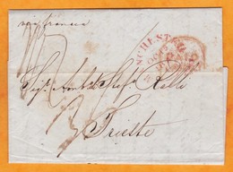 1842 - QV - Lettre Pliée Avec Correspondance En Italien De Manchester Vers Trieste, Autriche / Italie Via Calais, France - Marcofilie