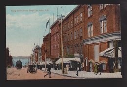 King St From Head, St. John NB - 1910s - Unused - Horses, Street Car - St. John