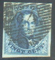 N°4 - Médaillon 20 Centimes Bleu, Marges Maxima, Obl. P.24 BRUXELLES Bien Nette. Luxe - 15312 - 1849-1850 Medaglioni (3/5)