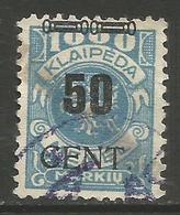 Klaipeda (Memel) - 1923 Arms Overprint 50c/1000m Used    Mi 191 - Used Stamps