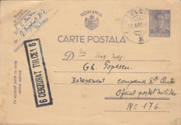 KING MICHAEL, CENSORED TULCEA NR 6, WW2, PC STATIONERY, ENTIER POSTAL, 1943, ROMANIA - Lettres 2ème Guerre Mondiale