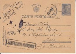 KING MICHAEL, CENSORED BRASOV NR 20, WW2, PC STATIONERY, ENTIER POSTAL, 1944, ROMANIA - 2. Weltkrieg (Briefe)