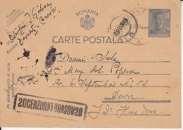 KING MICHAEL, CENSORED BRASOV NR 20, WW2, PC STATIONERY, ENTIER POSTAL, 1944, ROMANIA - World War 2 Letters