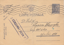 KING MICHAEL, CENSORED DEVA NR 2, WW2, PC STATIONERY, ENTIER POSTAL, 1943, ROMANIA - 2de Wereldoorlog (Brieven)