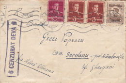 CENSORED DEVA NR 6, WW2, KING MICHAEL STAMPS ON COVER, 1944, ROMANIA - 2. Weltkrieg (Briefe)
