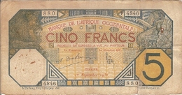 FRENCH WEST AFRICA P05Bf 5 FRANCS 1932 FINE - Other - Africa