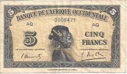 FRENCH WEST AFRICA P28 5 FRANCS 1942 VF BLACK - Autres - Afrique