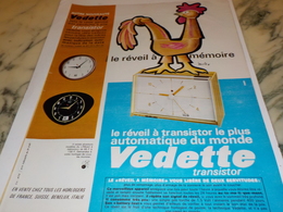 ANCIENNE PUBLICITE REVEIL A MEMOIRE VEDETTE 1967 - Autres & Non Classés