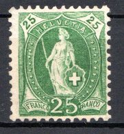 SUISSE - (Postes Fédérales) - 1882-1904 - N° 72 - 25 C. Vert - (Helvetia "debout") - Ungebraucht