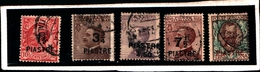 93599) ITALIA-Emissioni Ordinarie Soprastampate In Moneta Turca, Cifre Grandi - Ottobre 1922- 5 VALORI-USATI - Sonstige & Ohne Zuordnung