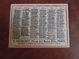 Calendrier, 1901, E Pourchet Paris, Librairie , Type Recto Verso - Petit Format : 1901-20