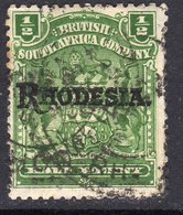 Rhodesia 1909 ½d Green Definitive, Rhodesia Overprint, Used, SG 100 (BA) - Southern Rhodesia (...-1964)