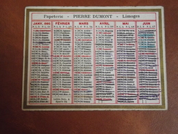 Calendrier, 1905,  IMPRIMERIE PIERRE DUMONT, Limoges, Type Recto Verso - Petit Format : 1901-20