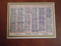 Calendrier, 1906,  IMPRIMERIE PIERRE DUMONT, Limoges, Type Recto Verso - Petit Format : 1901-20