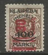 Klaipeda (Memel) - 1923 Arms Surcharges 30/400/1 MH * - Unused Stamps