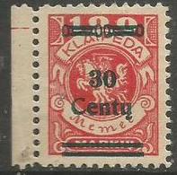 Klaipeda (Memel) - 1923 Arms Surcharge 30/100 MH * - Neufs