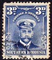 Southern Rhodesia 1924 3d Blue 'Admiral' Definitive, Used, SG 5 (BA) - Southern Rhodesia (...-1964)