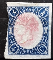 ESPAGNE / ESPANA / SPAIN / SPANIEN 1865 Isabela II,  4 C Bleu Et Rose VARIETE CENTRE DÉPLACÉ  , ESSAI ? Neuf (*) RARE - Variedades & Curiosidades