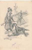 CHASSEUSE ET CHASSEUR AVEC CHIEN - N° 1088 (DESSIN DE W BRAUN) - Braun, W.