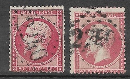 France   N°24  Et 24a   Oblitérés B/TB  Gros Chiffres  ...  - 1862 Napoléon III.