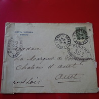 LETTRE HOTEL VICTORIA BIARRITZ A MADAME LA MARQUISE CHATEAU D AUET CACHET OUVERT 363 - Timbres De Franchise Militaire