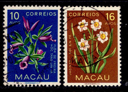 ! ! Macau - 1953 Flowers 10 & 16 A - Af. 377 & 378 - Used - Gebruikt